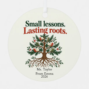 Small Lessons Lasting Roots Teacher Book Tree Metal Ornament