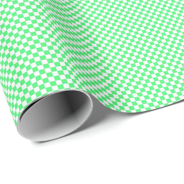 Small Light Green and White Checks Wrapping Paper (Roll Corner)