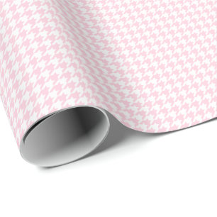 Small Light Pink and White Houndstooth Wrapping Paper