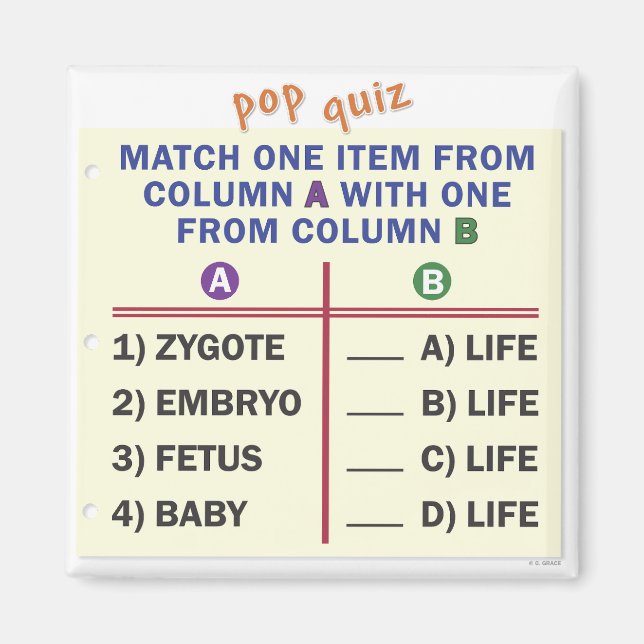 Small magnet with a quiz. (Front)