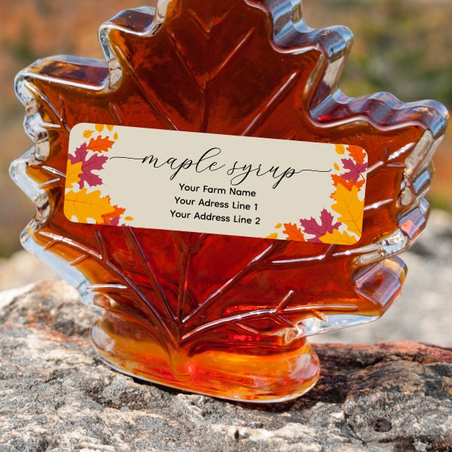  Small Maple Leaves Border Maple Syrup Label (Creator Uploaded)