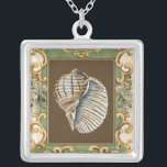 Small Mermaid's Shells Silver Plated Necklace<br><div class="desc">Charikilia Zarris is a talented artist know for her ocean artwork. Her images are peaceful and calm relaxing you with every picture. Get this nautical piece of artwork with a Conch Shell being the centre of it all,  bordered with decorative and a beautiful floral pattern.</div>