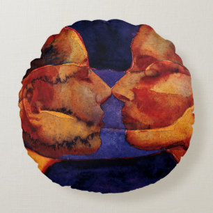 Small Mirror Twin with Figure Round Pillow