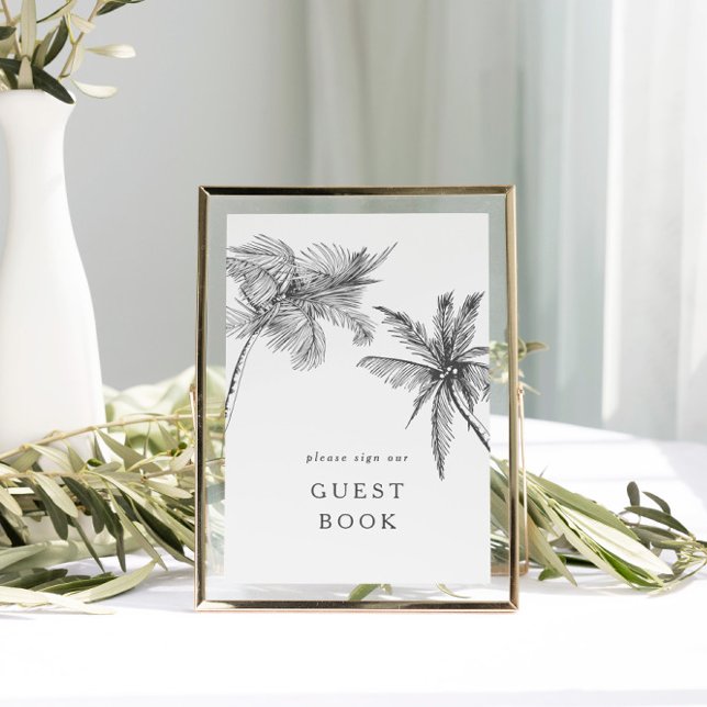  Small Modern Tropical Guest Book Wedding Sign (Explore our fully customizable collection of palm tree wedding items!)