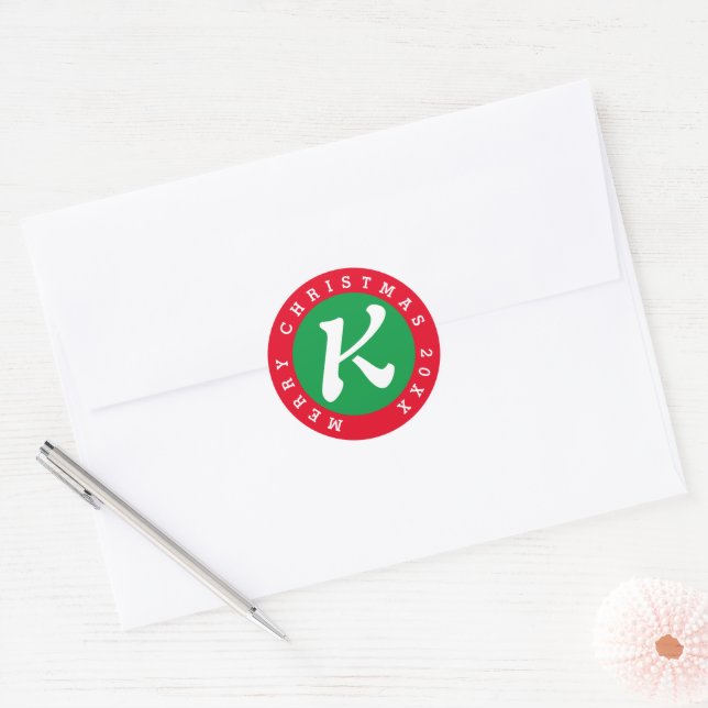 Small monogram Christmas envelope seal stickers (Envelope)
