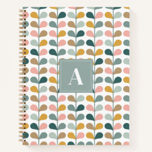 Small Monogram Initial Floral Petals Pattern Notebook