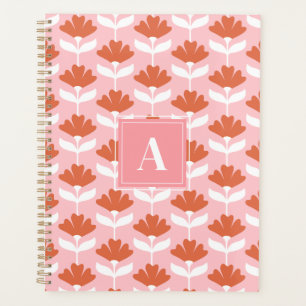 Small Monogram Initial Pink & Red Floral Vintage Planner
