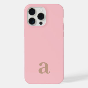 Small Monogram Letter Brown & Pink Minimalist iPhone 15 Pro Max Case