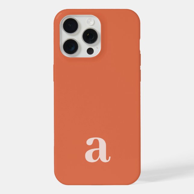 Small Monogram Letter Orange Minimalist iPhone Case (Back)