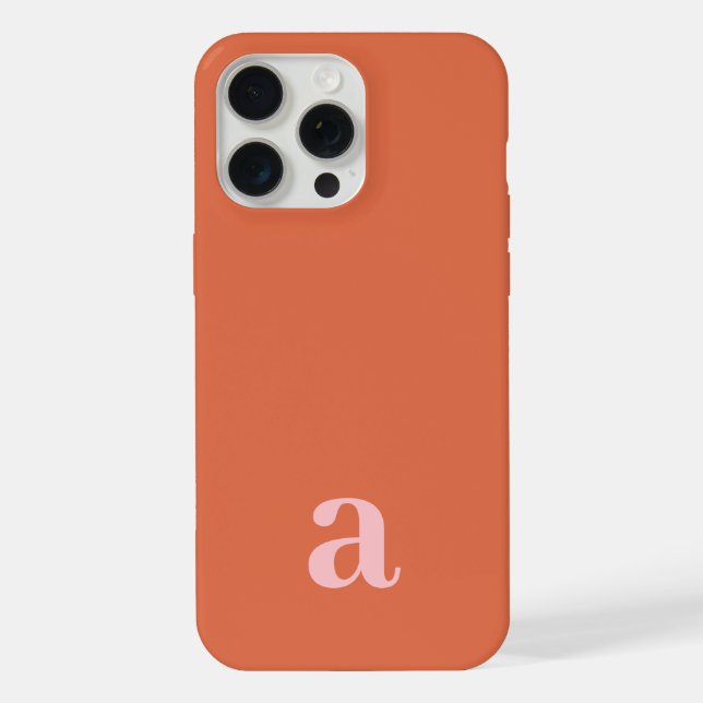 Small Monogram Letter Pink & Red Minimalist iPhone Case (Back)