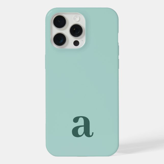 Small Monogram Letter Teal & Sea Green Minimalist iPhone Case (Back)