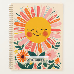 Small Monogram Name Boho Sunflower Illustration Planner