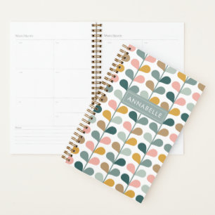Small Monogram Name Floral Petals Pattern Planner