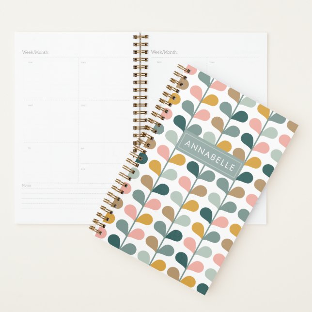 Small Monogram Name Floral Petals Pattern Planner (Display)