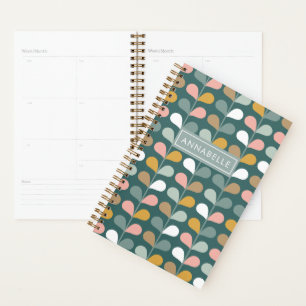 Small Monogram Name Floral Petals Pattern Planner