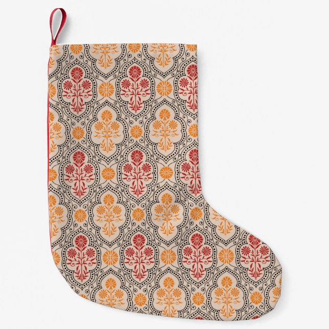 SMALL MUGHAL FLOWER PATTERN DESIGN BACKGROUND ARTp Christmas Stocking (Front)