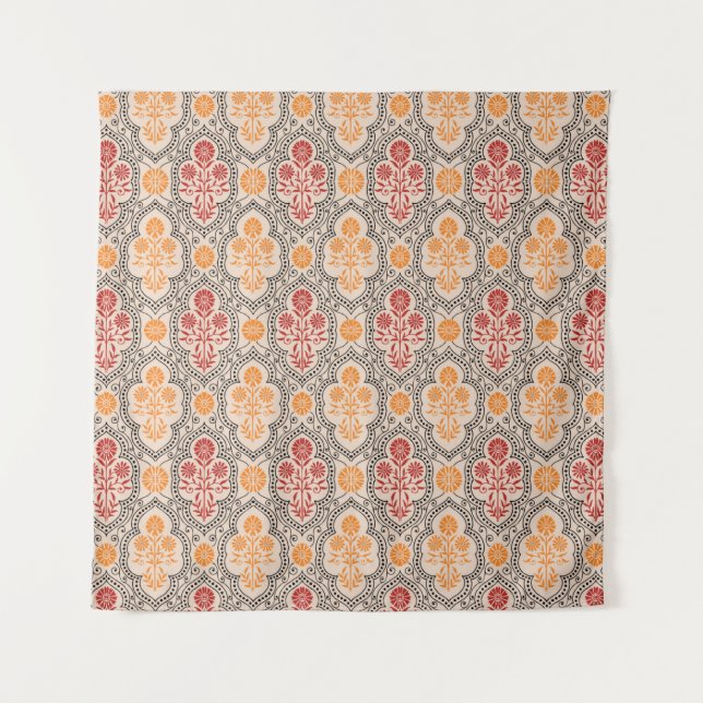 SMALL MUGHAL FLOWER PATTERN DESIGN BACKGROUND ARTp Tapestry (Front)