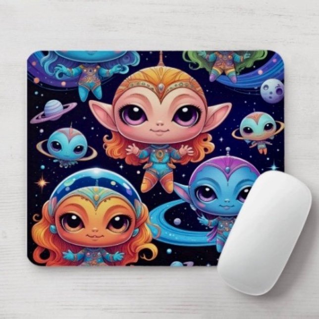Small Multi-Coloured Aliens in Space Mouse Pad (Creator Uploaded)