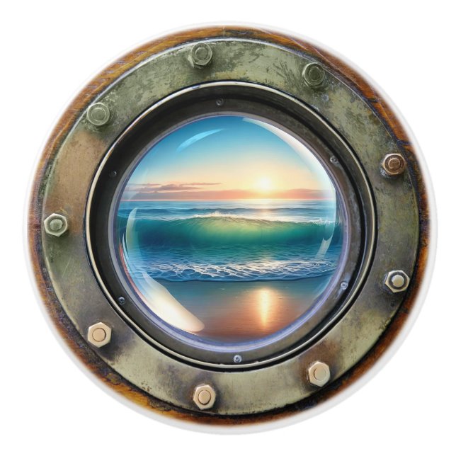 Small Nautical - Ocean Ceramic Drawer Knobs (Front)