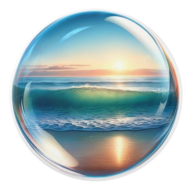 Small Nautical - Ocean Ceramic Drawer Knobs (Front)