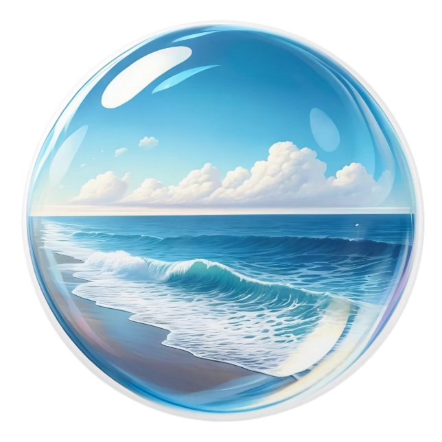 Small Nautical - Ocean Ceramic Drawer Knobs (Front)