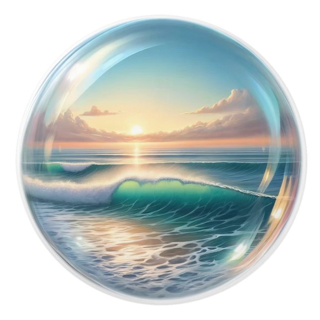 Small Nautical - Ocean Ceramic Drawer Knobs (Front)