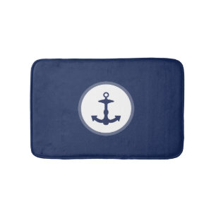 Small Navy Blue Anchor Silhouette Bath Mat