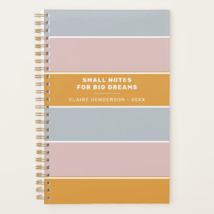 Small Notes For Big Dreams Blue Pink Gold Stripes Planner