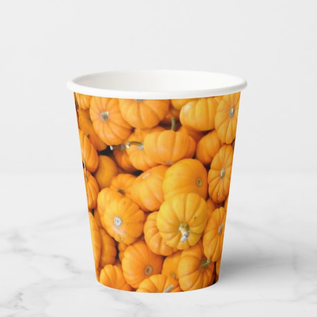 Small Orange Fall Harvest Pumpkins Paper Cups (Front)