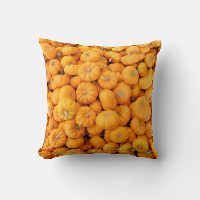 Small Orange Fall Harvest Pumpkins Throw Pillow (Front)