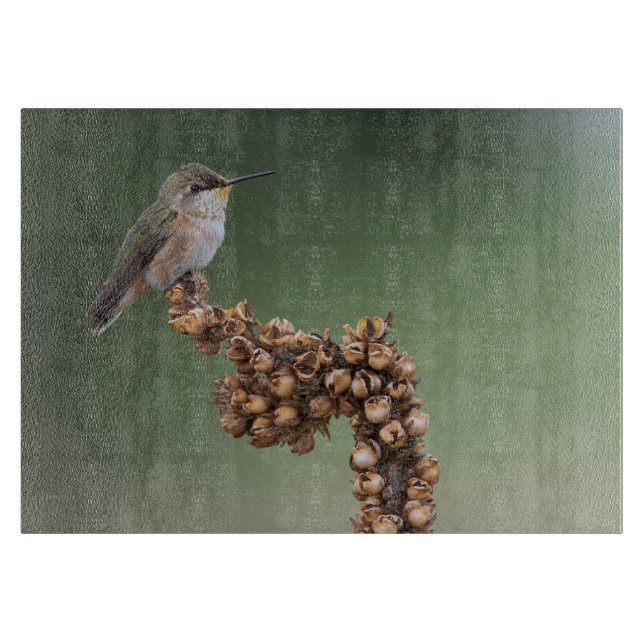 Small Orange Hummingbird Cutting Board (Front)