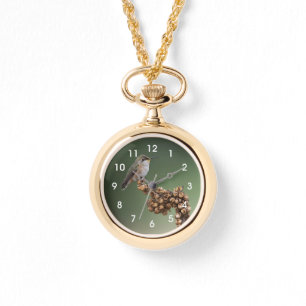 Small Orange Hummingbird  Large Clock Watch