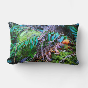 Small Orange Wild Mushroom in the Forest Lumbar Pillow