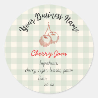 Small Organic Business Ingredients Cherry Jam Classic Round Sticker