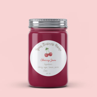 Small Organic Business Ingredients Cherry Jam Classic Round Sticker