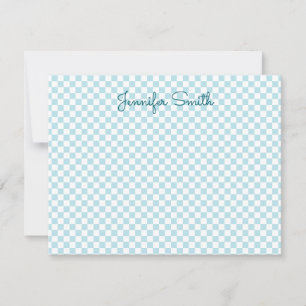 Small Pale Robin Egg Blue Check Card