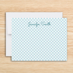 Small Pale Robin Egg Blue Check Card