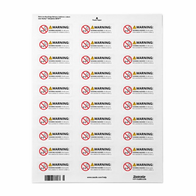【限定品】CHOKE HAZARD チョークハザード　MINI Small Parts Warning Stickers - Choking Hazard 0-3 | Zazzle
