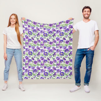 Small Pastel Purple Pansies Fleece Blanket