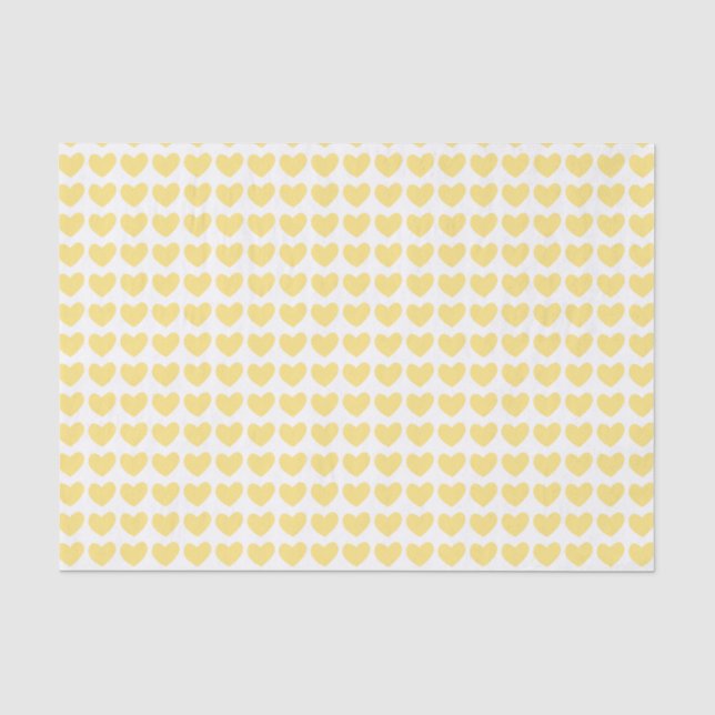 Small Pastel Yellow Hearts Pattern Tissue Paper (Front)