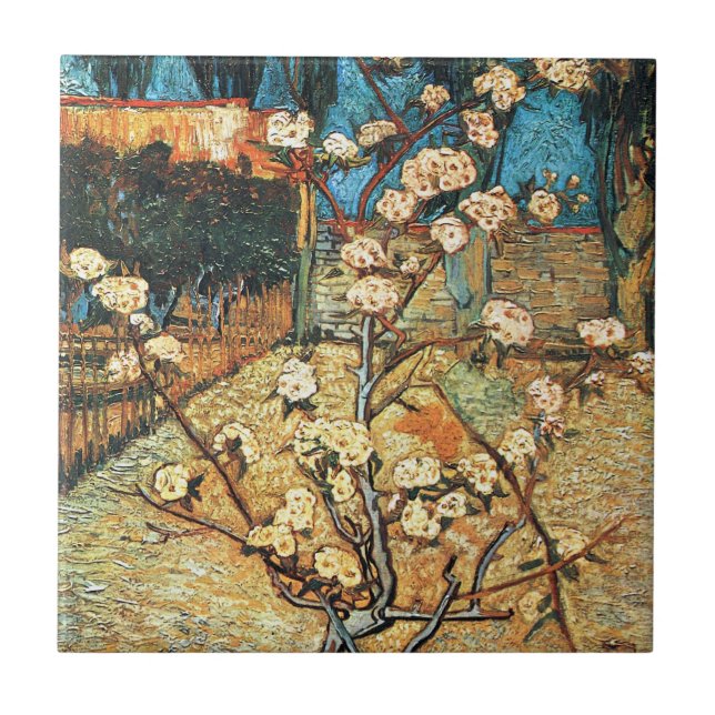 Small Pear Tree in Bloom by Vincent van Gogh Tile (Front)