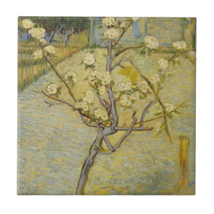 Small pear tree in blossom Tile