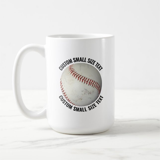 Small Personalized Text Baseball 15 oz. Custom Coffee Mug (Left)
