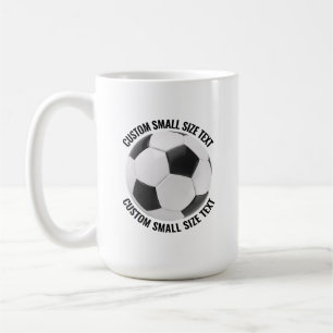 Small Personalized Text Soccer Ball 15 oz. Custom Coffee Mug