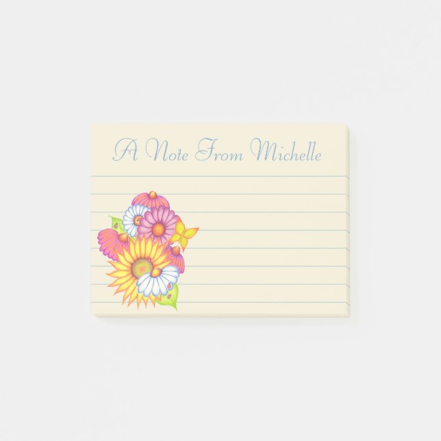Small Personalized Wildflowers Post It Notes (Front)