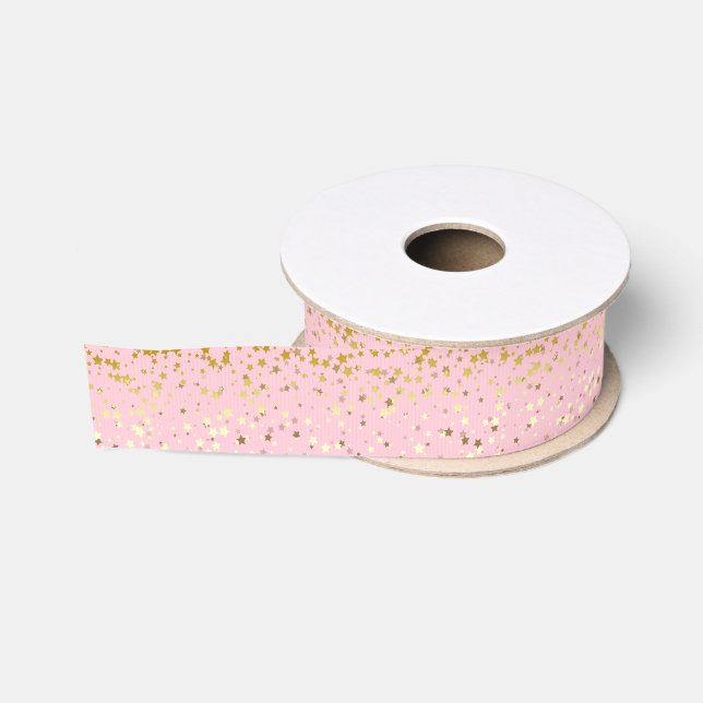 Small Petite Golden Stars Ribbon Grosgrain Ribbon (Spool)