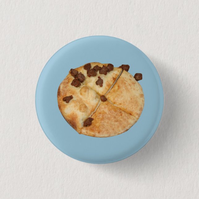 Small Pin- None Pizza With Left Beef 1 Inch Round Button (Front)