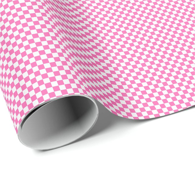 Small Pink and White Checks Wrapping Paper (Roll Corner)