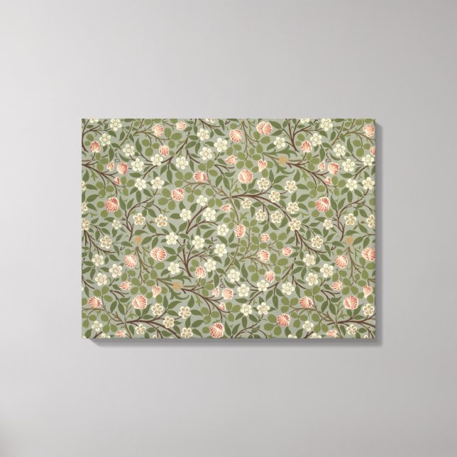 Small pink and white flower wallpaper design canvas print (Front)