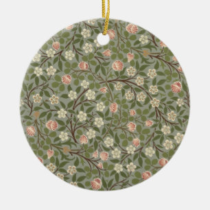 Small pink and white flower wallpaper design ceramic ornament